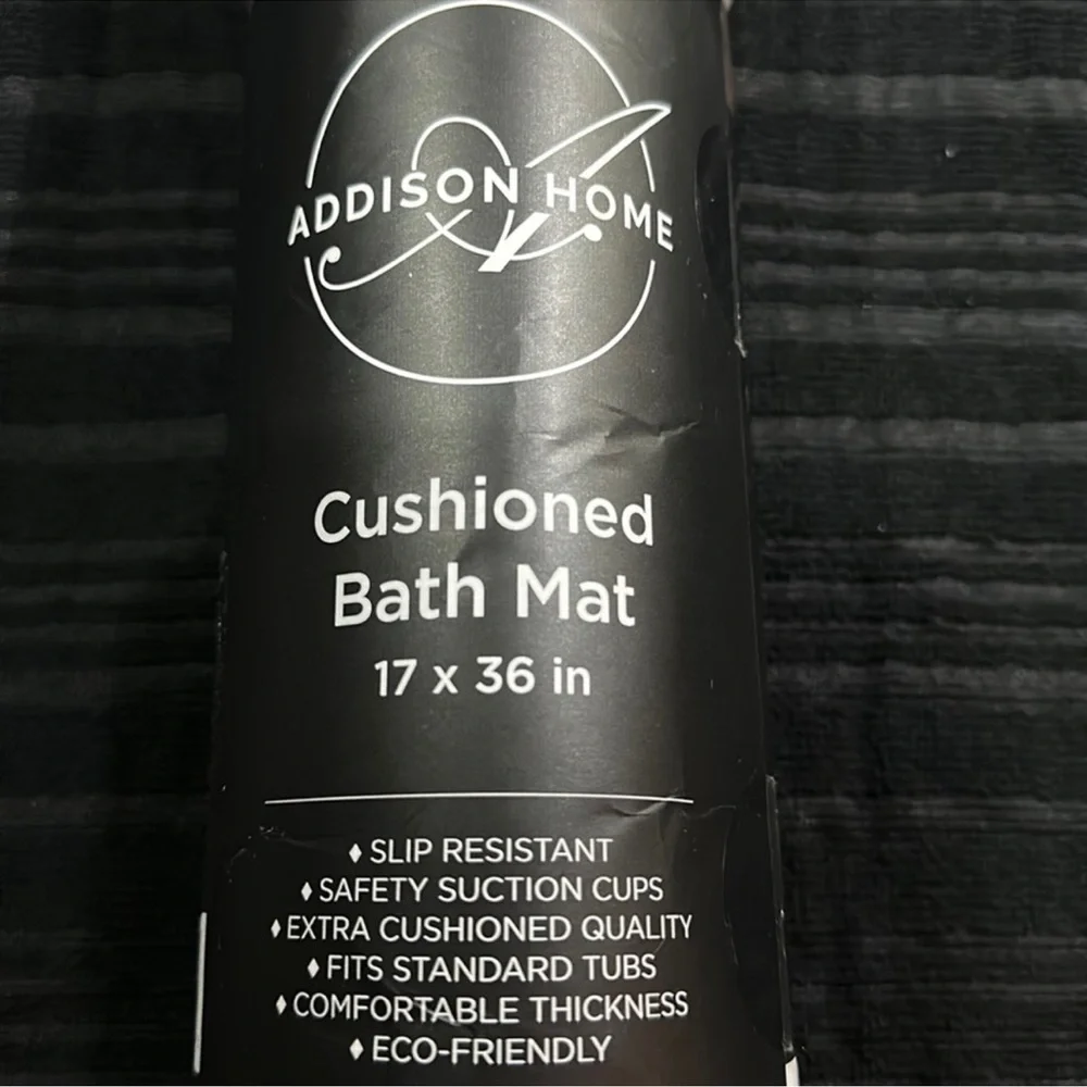 Addison Home Gray Cushioned Non Slip Bath Mat~17x36~New!